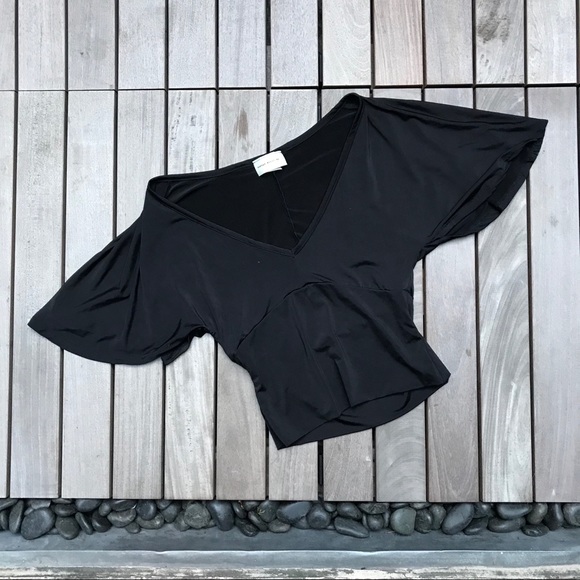 Enough About Me... | Black Wide Sleeve Deep V Top - Picture 2 of 5